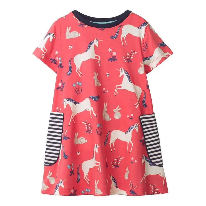 

Girls Cartoon Summer Dresses Cotton Casual Dresses Kids Clothing Baby Clothing Summer Children Animal Printed Kids School Dress