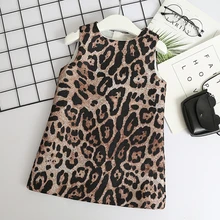 Платье для девочек Новая детская одежда модные вечерние платья без рукавов с леопардовым принтом для девочек, детское праздничное платье Vestido Robe Fille, для детей возрастом от 3 до 7 лет