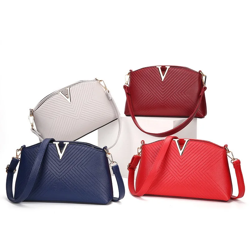 Women Bag Fashion V Letters Designer Handbags Quality PU Leather Lady