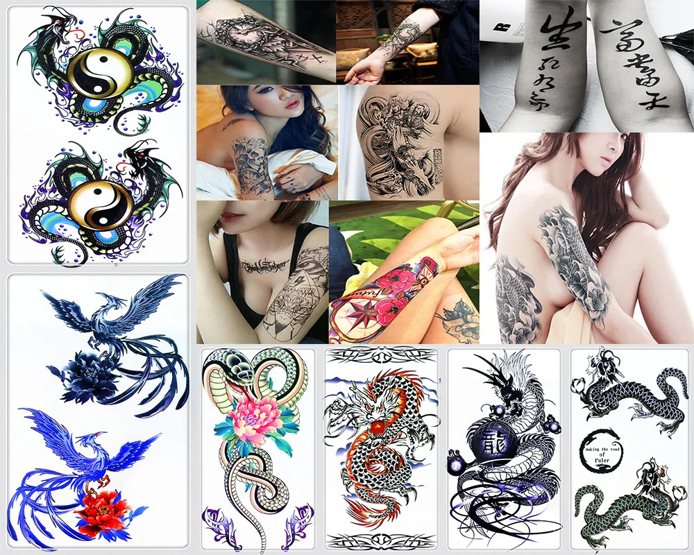 

Y-XLWN Chinese Dragon Tai Chi Bagua Mens Creative Tattoo Stickers Women's Dragon Tattoo Bagua Men's Creative Tattoo Stickers