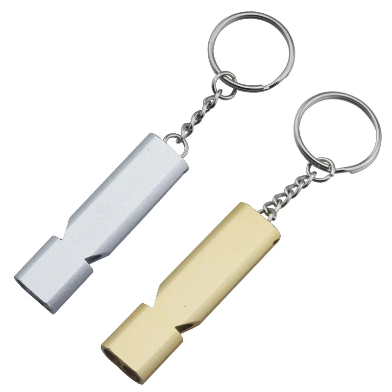 Double Frequency Survival Whistle Gold/Sliver Outdoor Emergency Keychain Aerial Aluminum Alloy Camping Hiking Accessory Tool