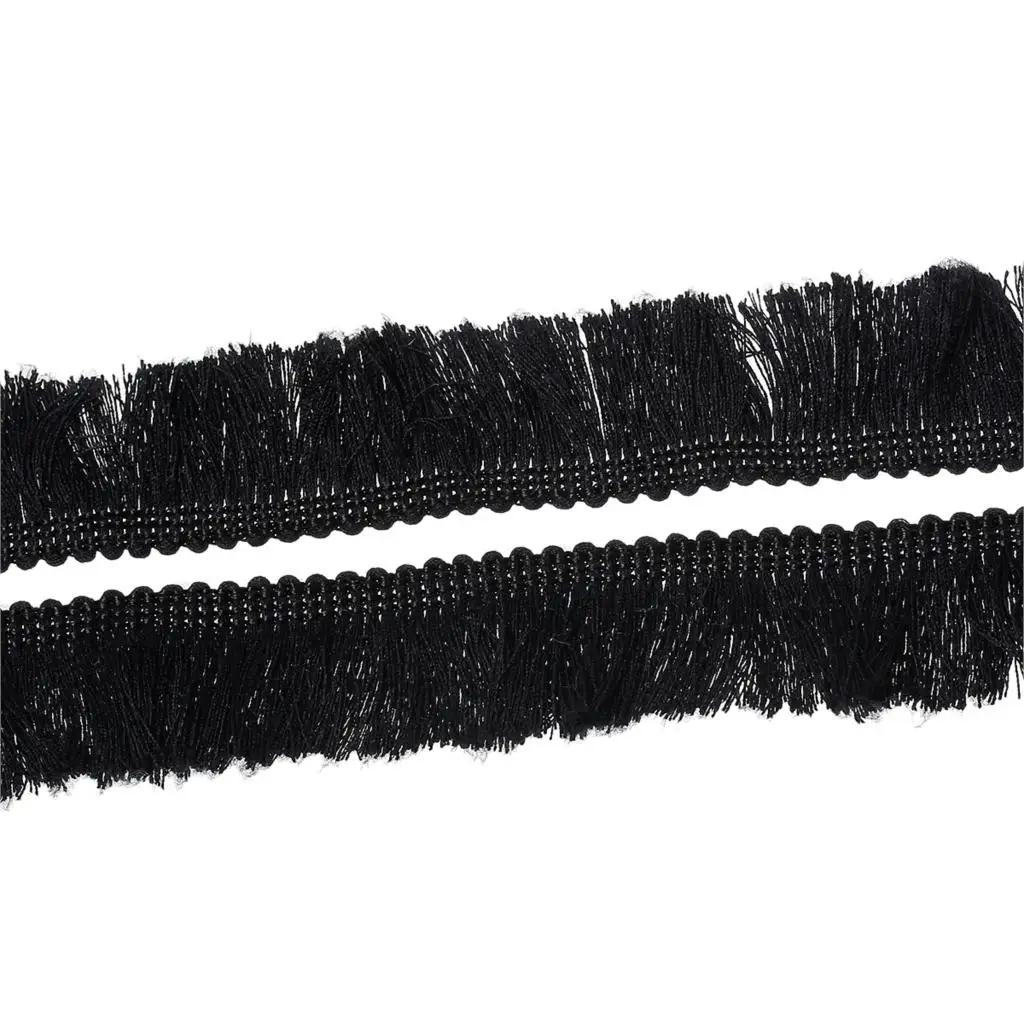 DoreenBeads Cotton Fringe Tassel Trim Thin Black 25.0mm(1"),5 M 2015
