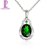 LP алмаз-ювелирные изделия драгоценный камень Твердые 18 к белое золото натуральный 1.75ct хром Подвеска из диопсида мелкозернистый камень ювелирные изделия для подарка