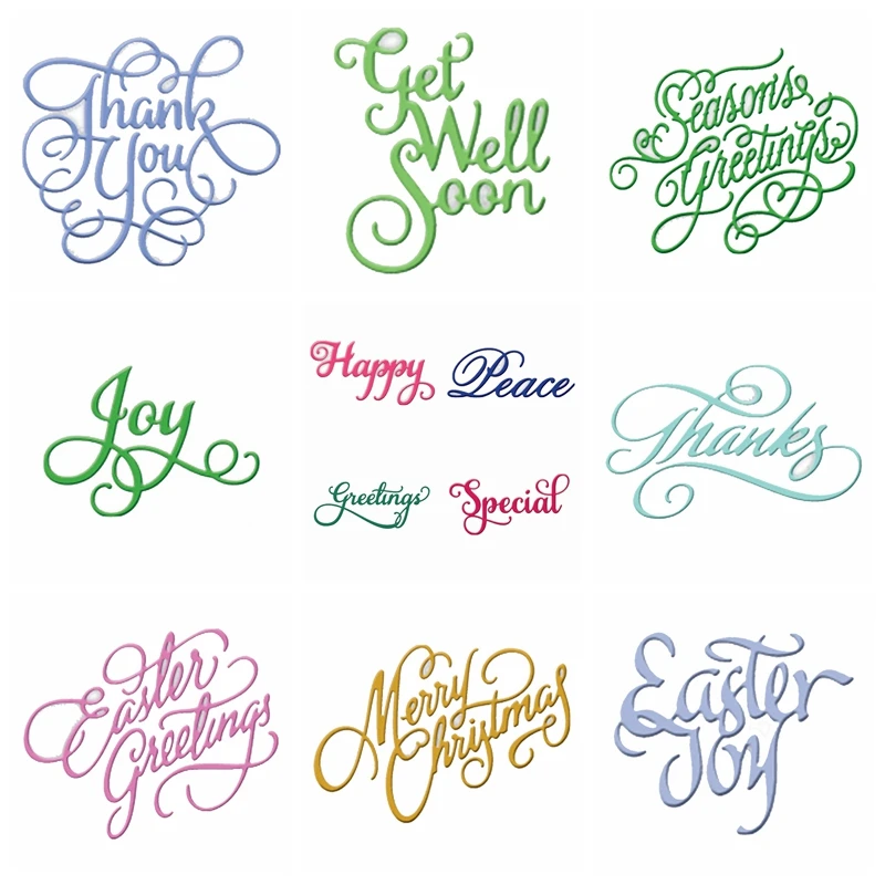 

Classical Grace Letters Joy Happy Thanks Metal Cutting Dies Stencil For DIY Scrapbooking Decorative Embossing Dies Scrapbooking