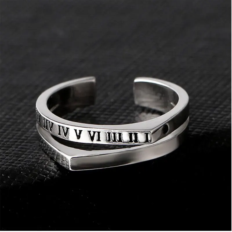 Anenjery индивидуальные винтажные тайские серебряные двойные кольца с римскими цифрами для женщин 925 пробы серебряные Регулируемые кольца S-R289 - Цвет основного камня: Adjustable
