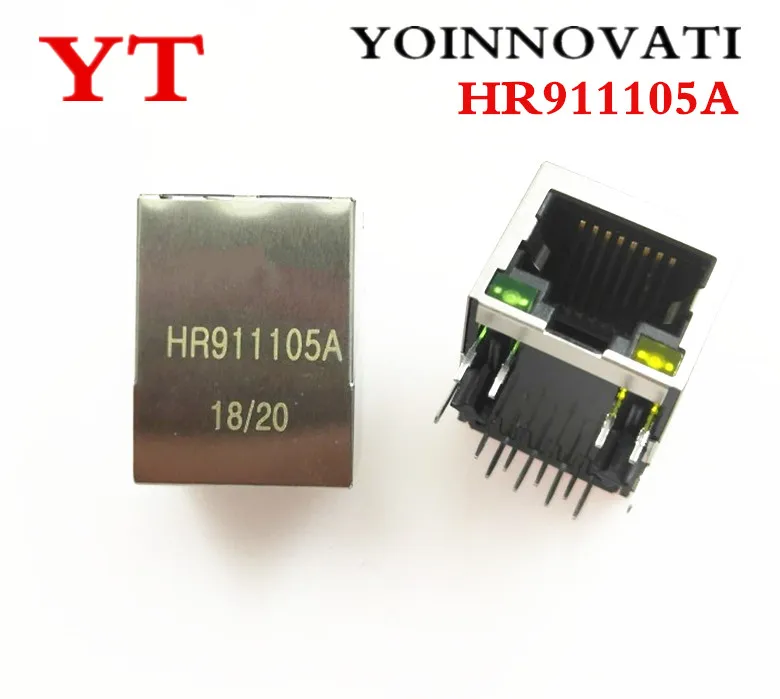 

Free shipping 50pcs/lot RJ45 single port Connector With Magnetics Module And LED HR911105A HR91105A Best quality.