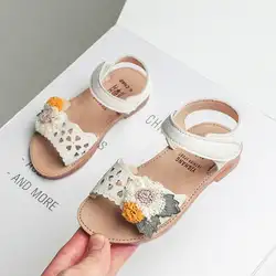 Обувь для девочек, коллекция 2019 года, летние детские сандалии с цветочным принтом, детские сандалии для девочек с открытым носком, сандалии