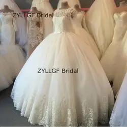 ZYLLGF бальное платье вырез лодочка, аппликация Trouwjurk 2019 одежда с длинным рукавом свадебные платья Ливан Beadings TN257