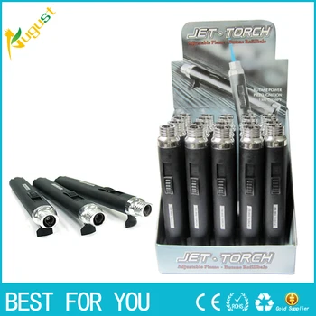 

100pcs/lot Pen shape vaporizer smoking metal pipes Vaporizer for dry herb Wind Proof Torch Lighter gas lighter