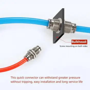 

2Pcs/Set Copper nickel-plated material Air Hose Pneumatic Bulkhead Connector Push In Fittings BSPP Male Thread