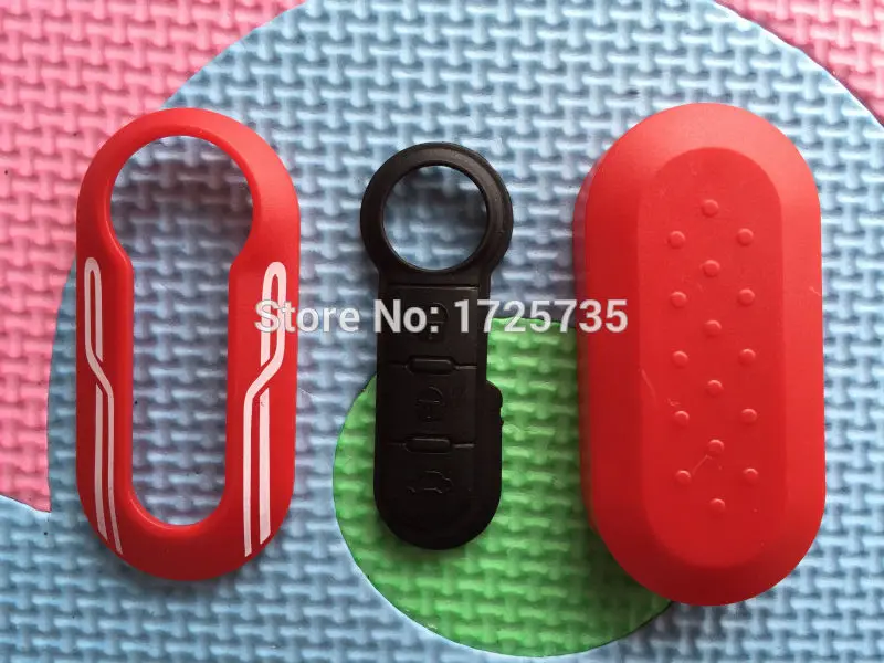

ZABEUDEIR 1pc New colorful remote key case with stripe For Fiat 500 Panda Punto Bravo key cover with 3 Button remote Rubber Pad