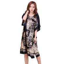 Женский летний халат черного цвета размера плюс, сексуальное женское домашнее платье, ночная рубашка из вискозы, большой свободный купальный халат с рукавами