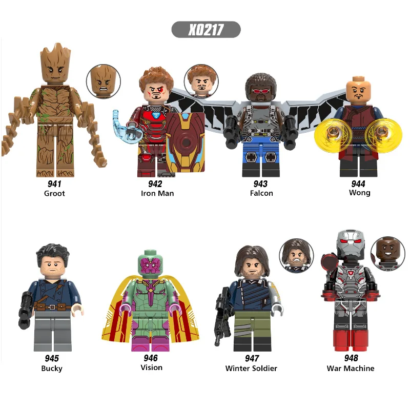 

Single Sale Building Blocks Super Heroes Iron Man Series Falcon Wong Figures Bucky Model Collection For Children Toys Gift X0217