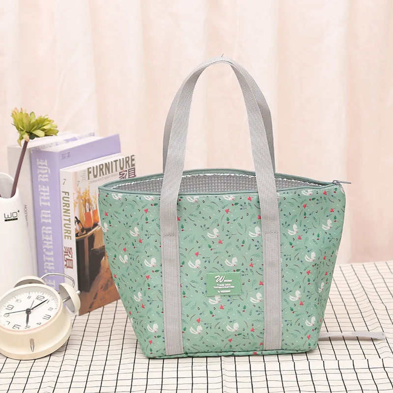 

Rural Style Lunch Bag Tote Thermal Bag Food Heat Preservation Keep Cool Zipper Bag Lunch Box for Picnic Insulated Aluminum Film