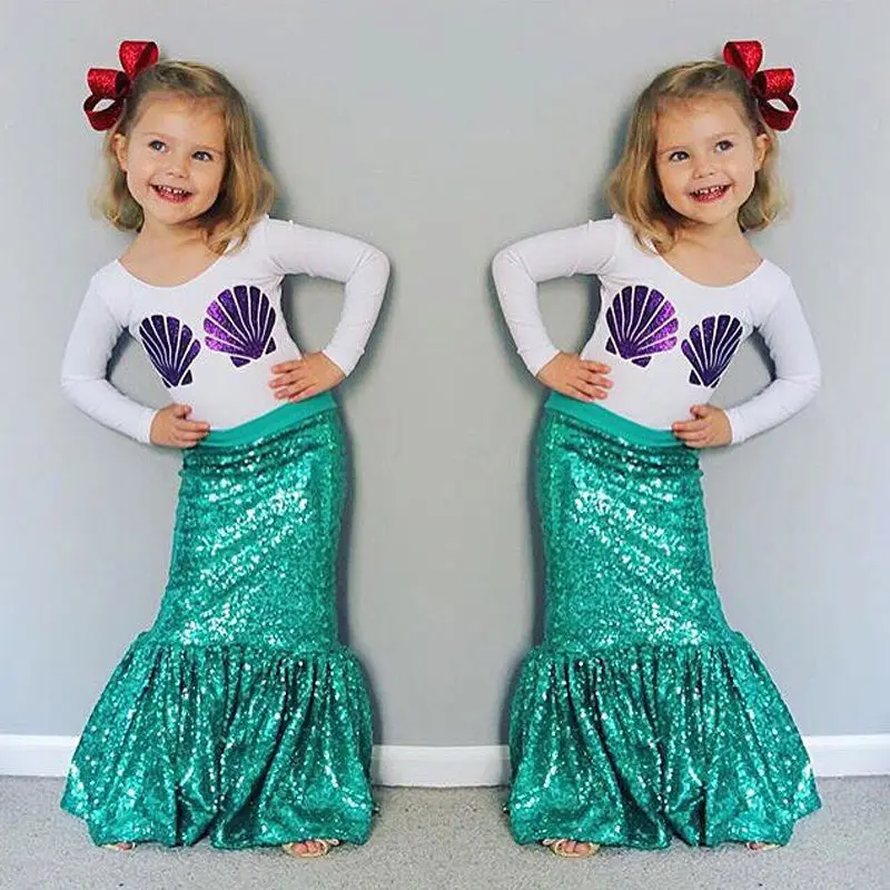Children Kids Baby Girl Mermaid Cllothing Set Babies Kid Shell Tops T