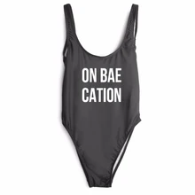 Летний модный цельный костюм «ON BAE CATION», женское сексуальное облегающее боди с высокой талией, комбинезон с низкой спинкой,, купальный костюм