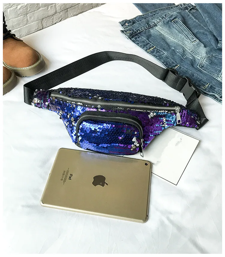 TOYOOSKY/женская модная сумка с блестками на талии, сумка-мессенджер для девочек, сексуальная нагрудная сумка, многофункциональная блестящая дорожная сумка для девочек