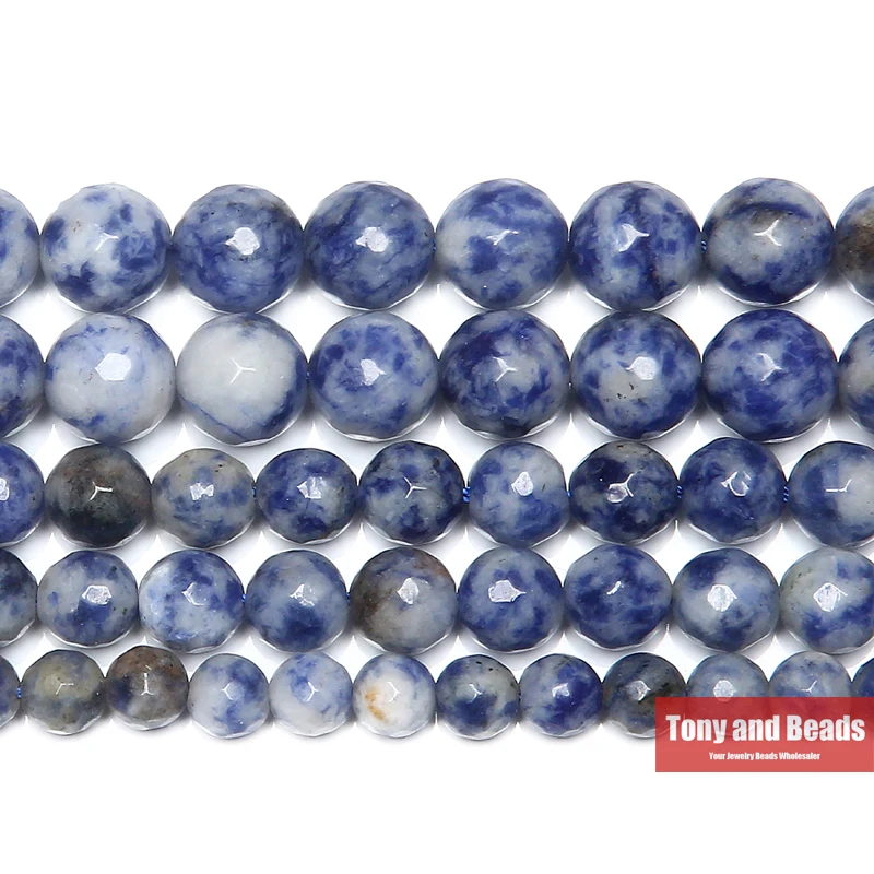 

Free Shipping Natural Stone Faceted Sodalite Round Loose Beads 15" Strand 4 6 8 10 12MM Pick Size For Jewelry Making