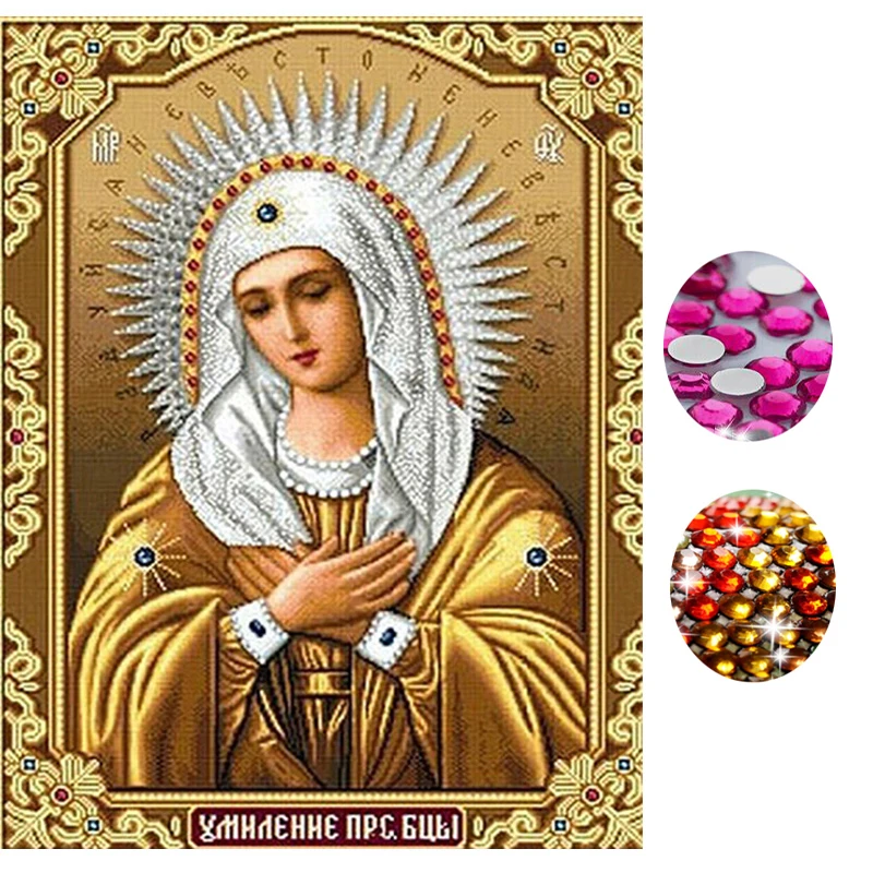 

Diy Diamond Painting Cross Stitch Religion Icon of Leader Needlework CraftsRound diamond embroidery religion Diamond Mosaic