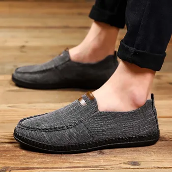 

New Men'S Canvas Shoes Fashion Casual Trend Hard-Wearing and Anti-skid Nice Convenient Slip-on Casual Shoes Low-Top Shoes Male