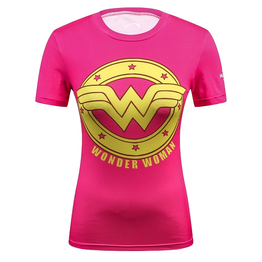 

Summer High Quality T-shirt Compression Women shirt Crossfit Captain America/Superman/Wonder Women T Shirt Fitness Tights Tops