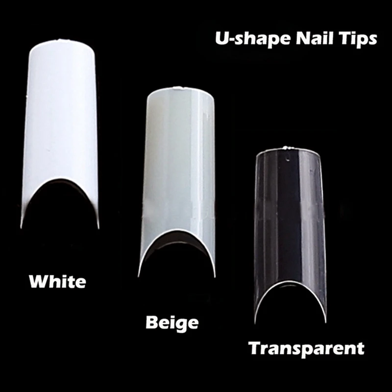 

100/500Pcs New Arrival False Nail Clear/Natural/White Half Cover Nail Tips U-shape Acrylic UV Gel Manicure Fake Nails Art Tips