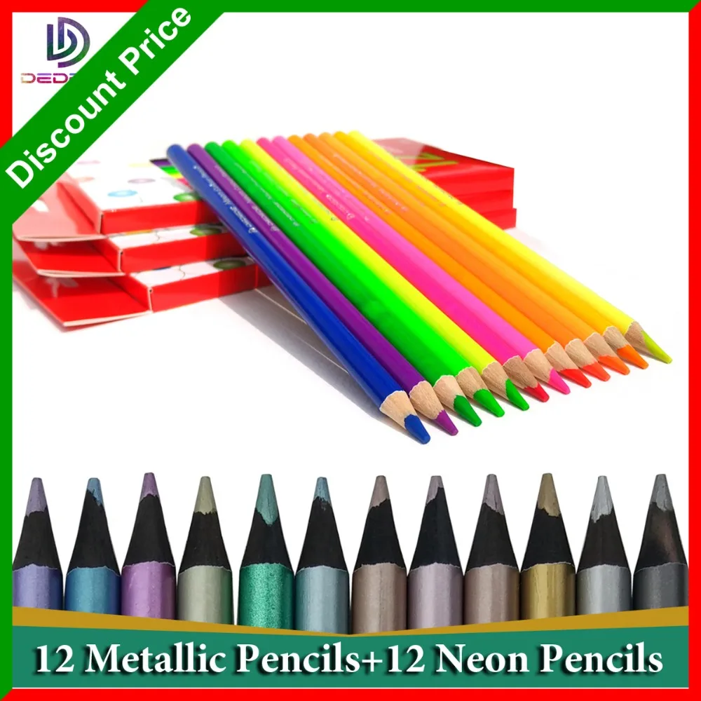 

12/lot Colored Pencils Lapiz Drawing Professional Colored Pencils Metallic Color Pencil Lapices De Colores for School Stationery