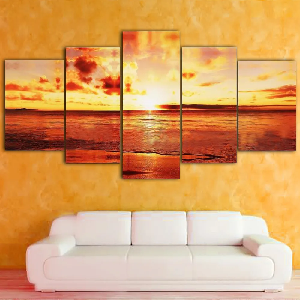 

Modern frameless canvas dusk sunset five deputy painting living room bedroom decoration paintings