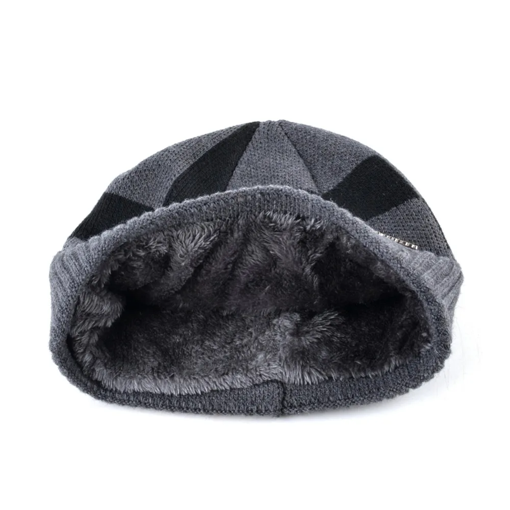 Зимняя вязаная шапка мужская модная вязальная шерсть шапочки шапка бини для мужчин Бархатные шапочки теплые шапки мужские