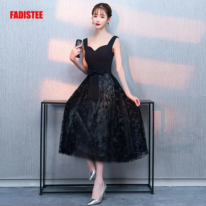 

FADISTEE New arrival elegant prom dresses Vestido de Festa gown A-line Robe De Soiree bow lace little black A-line tea length