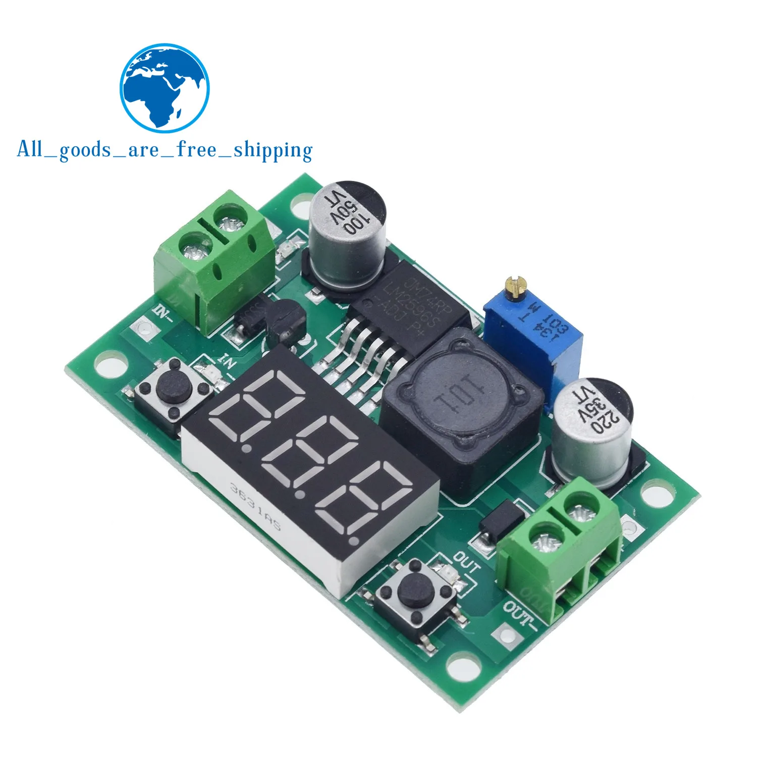 

TZT LM2596 DC 4.0~40 to 1.3-37V Adjustable Step-Down Power Module + LED Voltmeter DC/DC