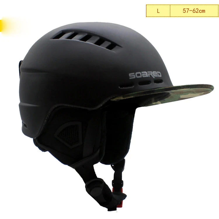 010407 лыжный шлем интегрально-литой сноуборд шлем Мужчины Женщины катание скейтборд лыжный шлем 57-62 см - Цвет: Черный