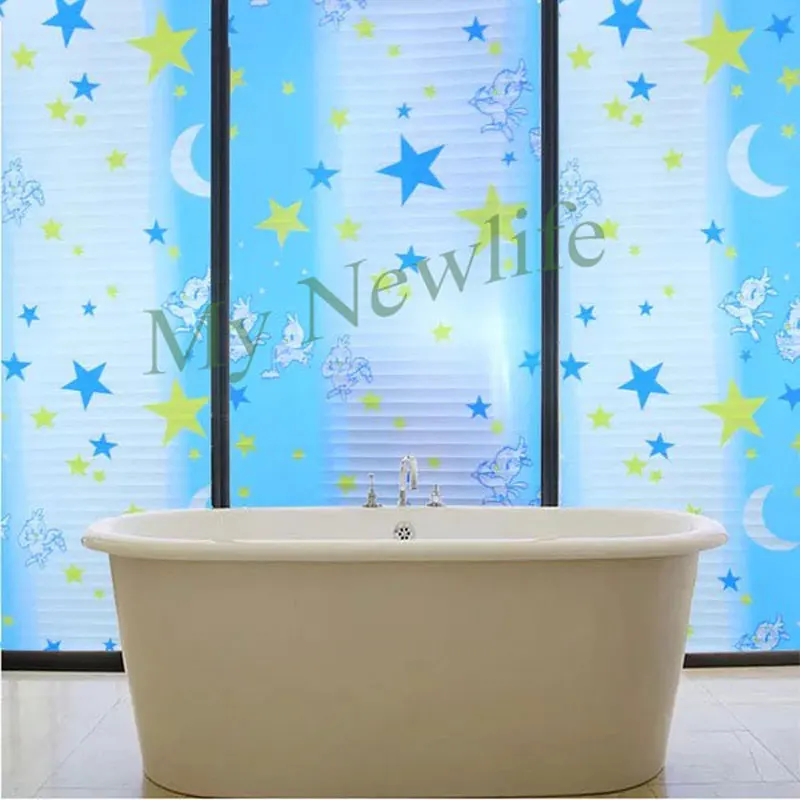 

Star moon cartoon Frosted Opaque balcony Window Film sticker Waterproof self-adhesive Privacy Glass Sticker Home Decor 45*500cm