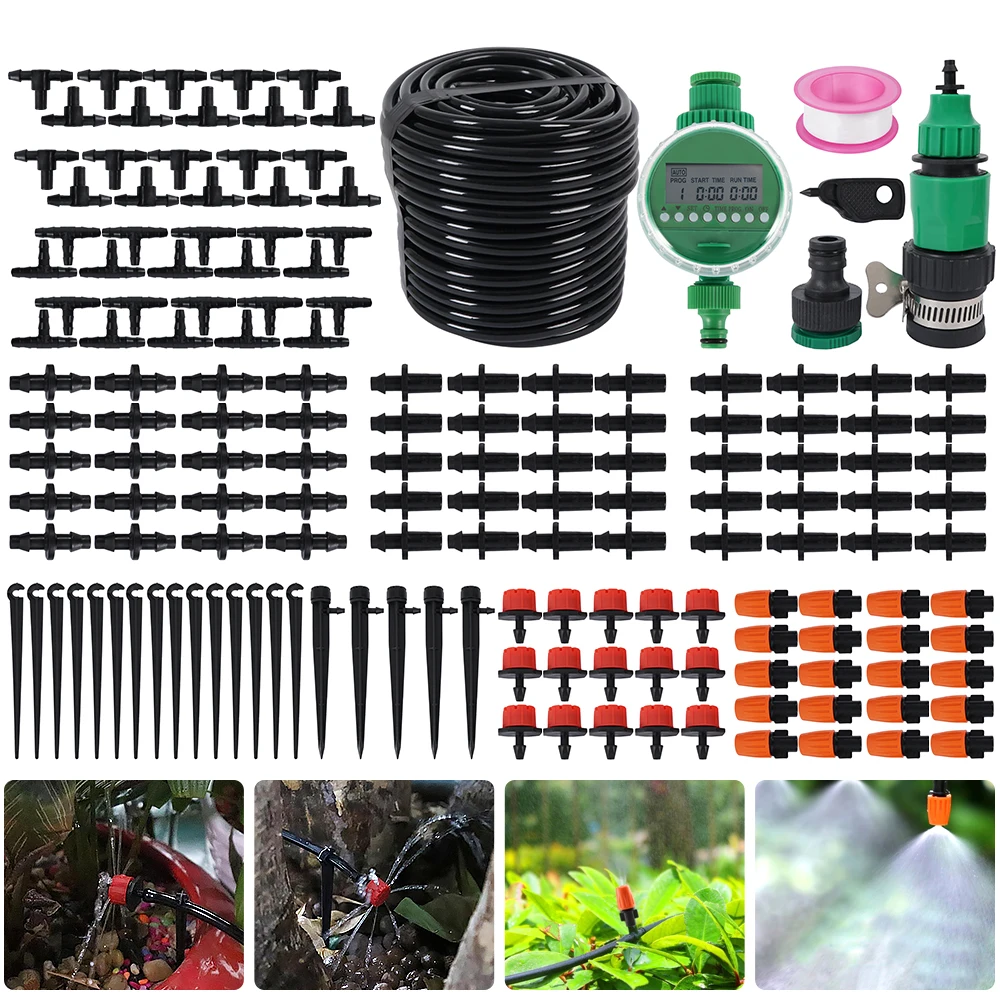 

25m Automatic Drip Irrigation System Kits Garden Spray Self Watering Summer Sprinkler Hose Greenhouse Park Micro Indoor Outdoor