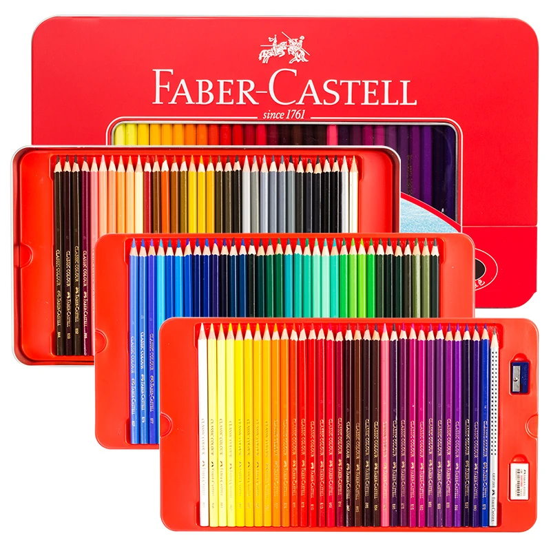 فابر كاستل قلم رسم بالألوان الزيتية الكلاسيكية ، 100 لون ، صندوق من القصدير  الأحمر|null| - AliExpress