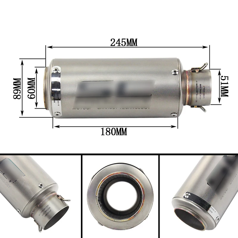 Универсальный 51 60,5 мм из нержавеющей стали, выхлопная труба из настоящего углеродного волокна, без дБ, убийца, без шнуровки, для мотоцикла, грязного велосипеда, Модифицированная трубка