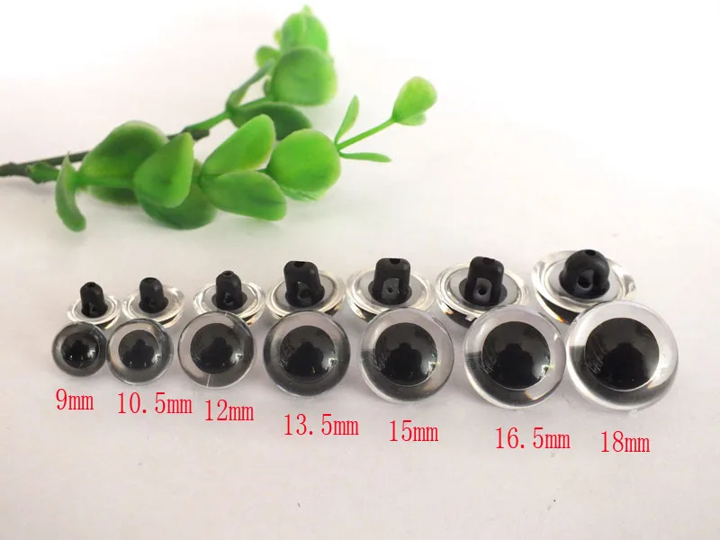 wholesale 9-18mm transparent crystal hand sewing toy safety eyes--100pcs