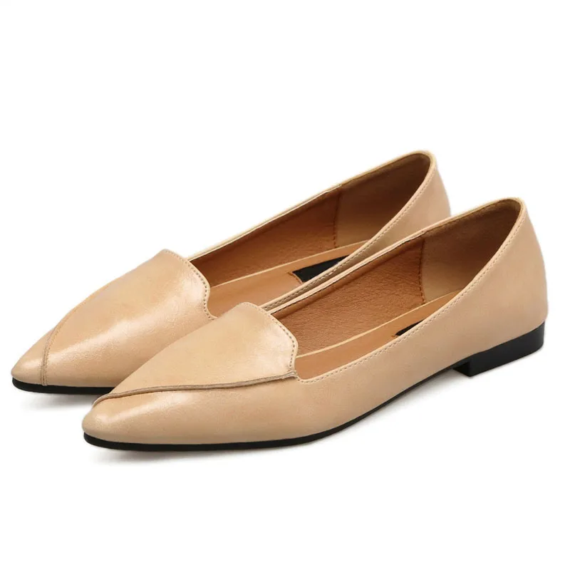 

Tangnest Spring Loafers Women Split Leather Flats Solid Moccasin Platform Shoes Woman Slip On Ladies Casual Women Shoes XWX6702