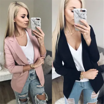 

Lady Women Long Sleeve Cardigan Jacket Casual Office Suit Top Casual Solid Autumn Formal Slim Coat Outwear