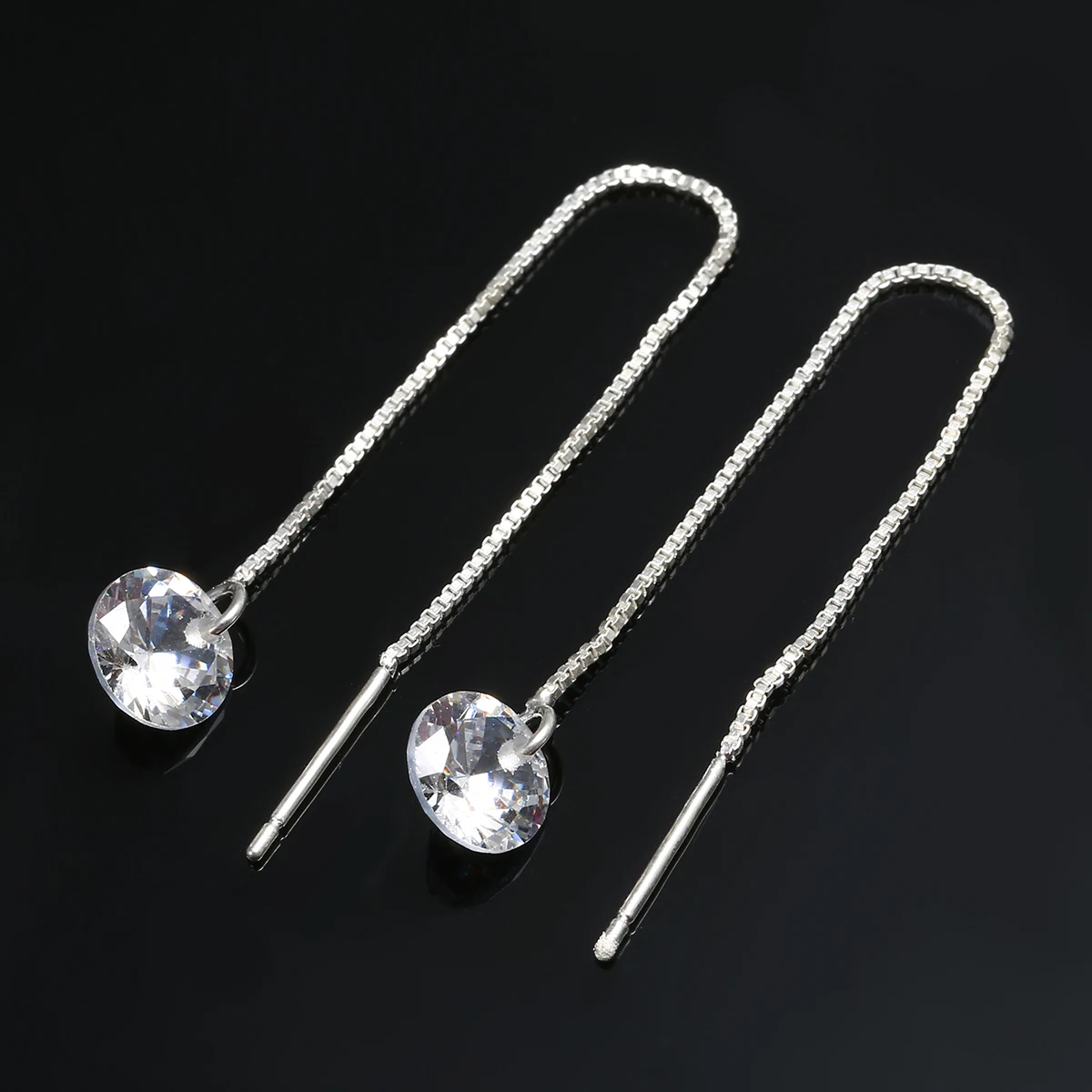 Shellhard Crystal Long Drop Earrings Charming Cubic Zirconia Hoop Chain Dangle Earrings Shellhard Women Piercing Body Jewelry