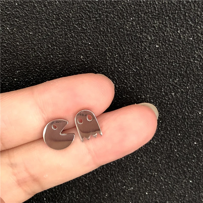 

UVW144 2pc Trendy 316L Minimalist Cartoon Face Ear Stud Earrings Boho Ear Pin Piercing Earrings for Women Pendientes Brincos