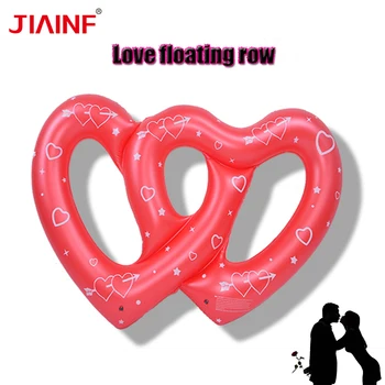 

JIAINF Personal Air Mattresses Inflatable Double Heart Love Floating Rideable Swimming Pool Toy Float Raft for Diving Swimming