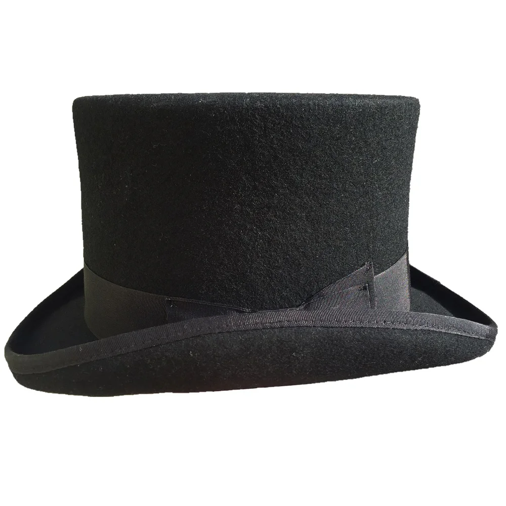 13,5 см(5 1/") черная шерстяная фетровая низкая короткая шляпа стимпанк шляпа-цилиндр Шерлок топ шляпа Свадебная шляпа Топпер для мужчин и женщин