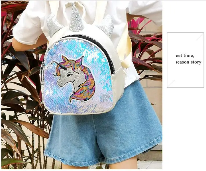 2019 moda lantejoulas mochila menina nova mini