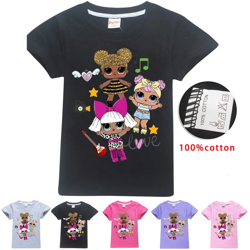 

Toddler Girls Dolls T Shirt Birthday Gift Cute Print Lol Cartoon Clothes Children Funny Cotton Toddler Summer T Shirt for Kids