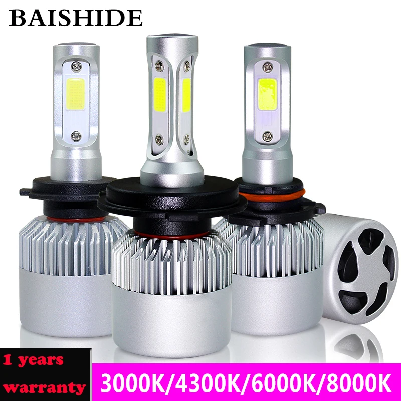 

BAISHIDE H4 LED H7 H11 H8 HB4 H1 H3 HB3 Auto Car Headlight Bulbs 72W 8000LM Car Styling 6500K 4300K 8000K 3000K led automotivo