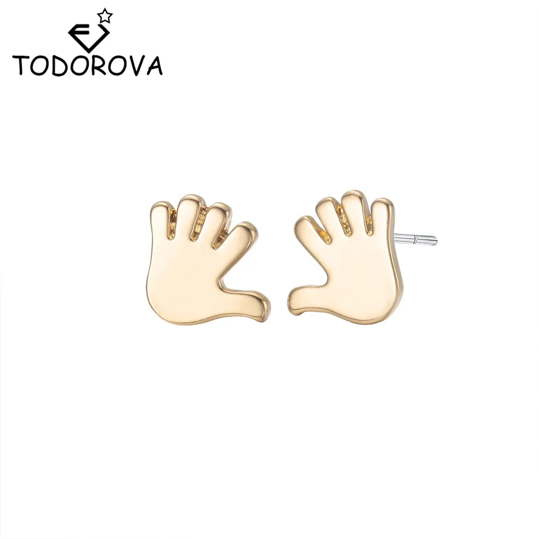 

Todorova Funny Ear Accessories Personalized Plam Shaped Earrings Girls Tiny Hand Stud Earrings for Women Bijoux