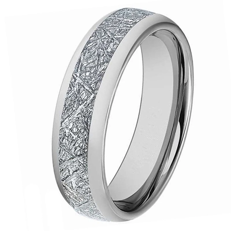 

6mm Imitated Meteorite Tungsten Wedding Ring Domed Viking Wedding Band Engagement Ring US Size 6-11 Free Laser Name