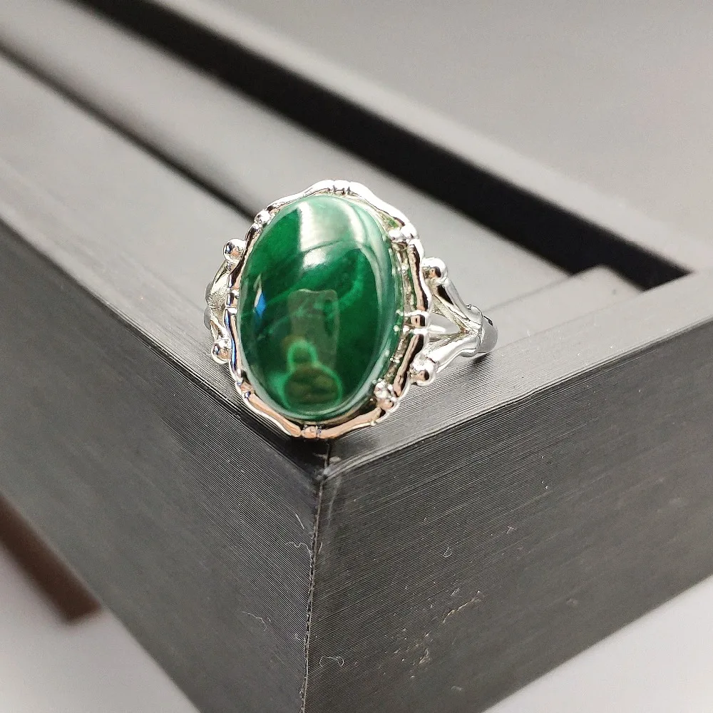 

Excellent Natural Malachite Chrysocolla Green Adjustable Woman Ring Party Ring Oval Shape 14x10mm Best Gift Drop Shipping AAAAA