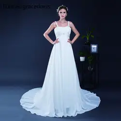 Forevergracedress Элегантные линии свадебное платье Новый Спагетти ремень рукавов Длинные шифоновое свадебное платье плюс Размеры индивидуальный